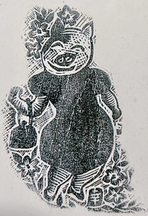 木版画　高橋幸子　自画像